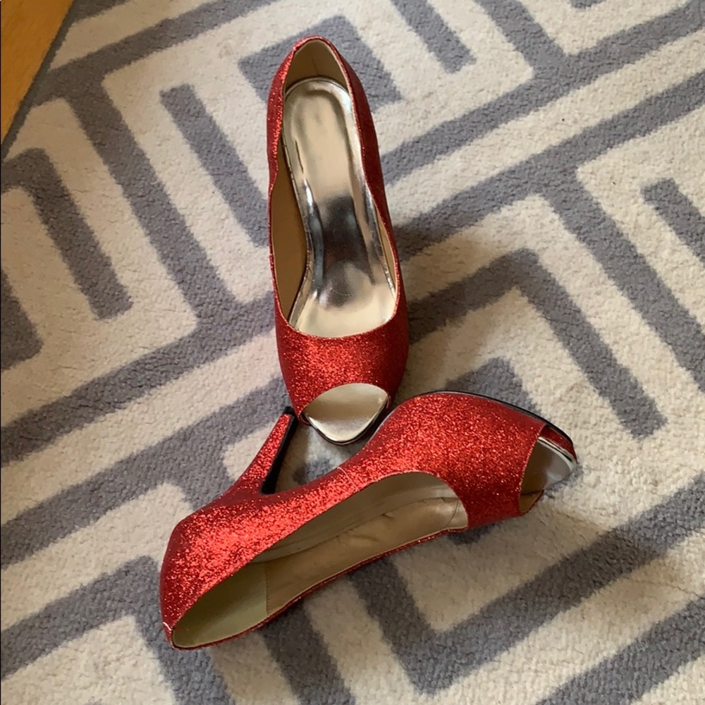 Sparkly red heels
